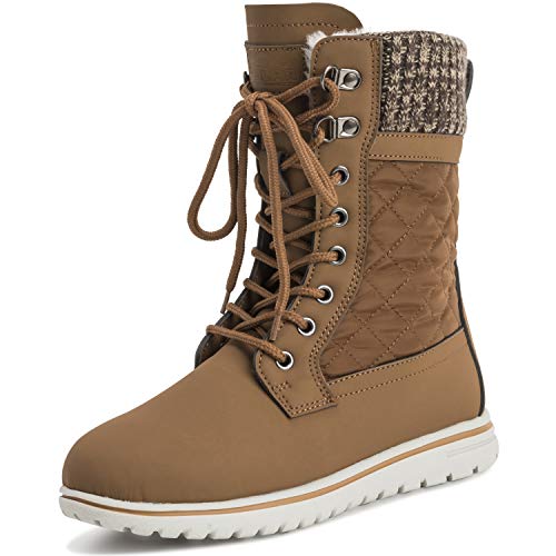 Polar Boot Damen Gesteppt Kurz Schnee Winter Kunstpelz Warm Dauerhaft Wasserdicht Stiefel - 3 - TAN36 AYC0527 von Polar Boot
