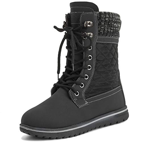 Polar Boot Damen Gesteppt Kurz Schnee Winter Kunstpelz Warm Dauerhaft Wasserdicht Stiefel - 5 - BLK38 AYC0525 von Polar Boot