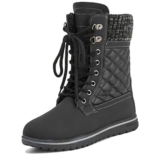 Polar Boot Damen Gesteppt Kurz Schnee Winter Kunstpelz Warm Dauerhaft Wasserdicht Stiefel - 5 - BLK38 AYC0528 von Polar Boot