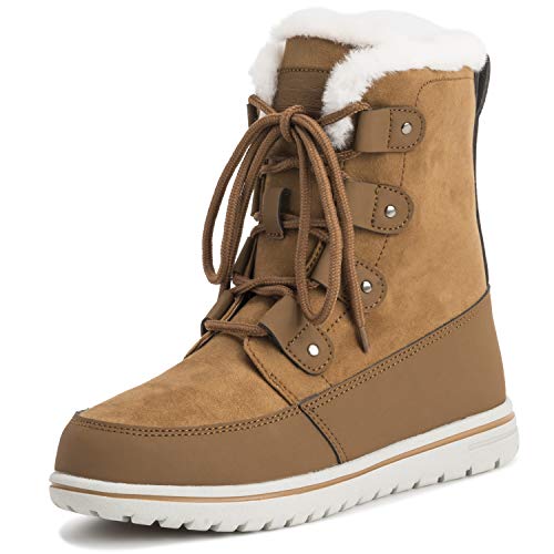 Polar Boot Damen Gesteppt Kurz Schnee Winter Kunstpelz Warm Dauerhaft Wasserdicht Stiefel - 7 - TAN40 AYC0522 von Polar Boot