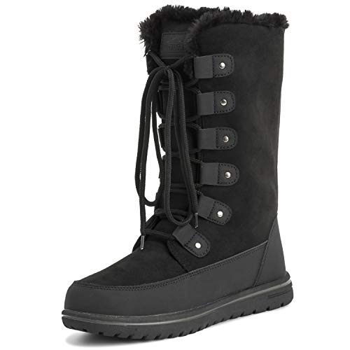 Polar Boot Damen Hoch Dauerhaft Kunstpelz Winter Regen Schnee Wasserdicht Draussen Kalb Stiefel - 3 - BLK36 AYC0530 von Polar Boot