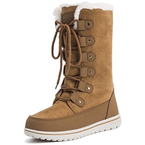 Polar Boot Damen Hoch Dauerhaft Kunstpelz Winter Regen Schnee Wasserdicht Draussen Kalb Stiefel - 4 - TAN37 AYC0532 von Polar Boot