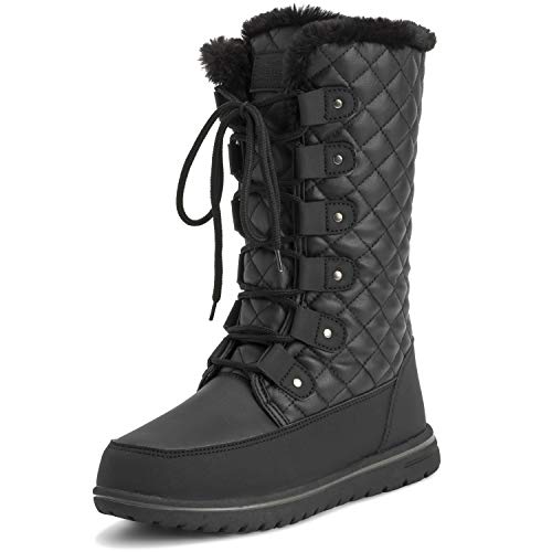 Polar Boot Damen Hoch Dauerhaft Kunstpelz Winter Regen Schnee Wasserdicht Draussen Kalb Stiefel - 7 - BLK40 AYC0533 von Polar Boot