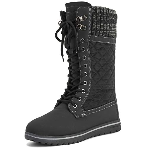 Polar Boot Damen Hoch Dauerhaft Kunstpelz Winter Regen Schnee Wasserdicht Draussen Kalb Stiefel - 7 - BLK40 AYC0535 von Polar Boot