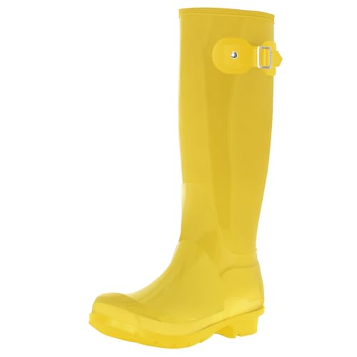 Womens Tall Muck Buckle Dog Walking Snow Rain Waterproof Wellington Boot - Yellow Gloss - UK5/EU38 - BL0303 von Polar Boot