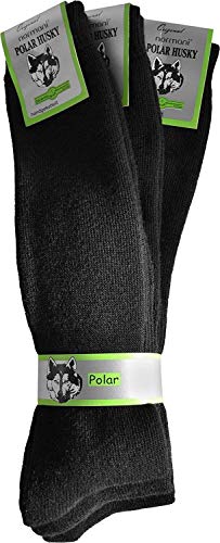 Polar Husky 3 Paar Sehr warme Socken mit Vollplüsch und Schafwolle/Nie wieder kalte Füße! Farbe Tiefschwarz/lang Größe 39-42 von Polar Husky