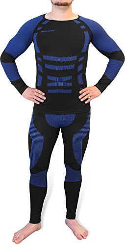 Polar Husky® Sport-Funktionswäsche in Profi-Qualität – Herren und Damen (langärmelinges Unterhemd + Lange Unterhose) Farbe SAR/Blau Größe L/XL von Polar Husky