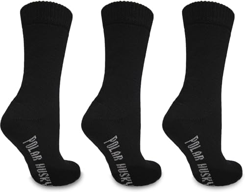 Polar Husky 3 Paar Schafwollsocken mit Vollfrottee, Thermo Socken - Super warm Farbe Schwarz Größe 39/42 von Polar Husky
