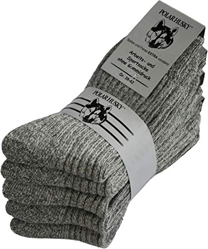 Polar Husky 5 Paar Original Schafwollsocken/Arbeitssocken/Socken mit Dicker Plüschsohle Farbe Graumeliert Größe 47/50 von CHICHL