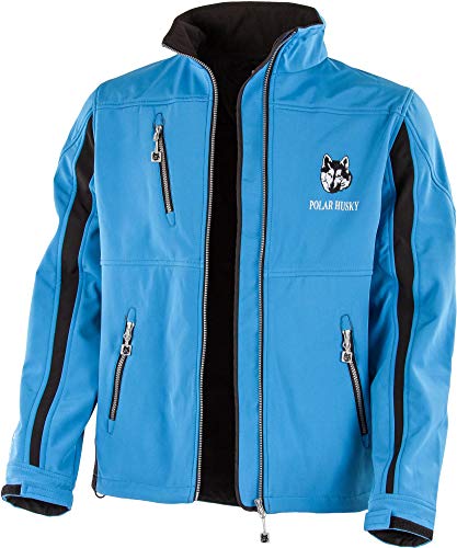 Polar Husky Herren Softshell-Jacke mit Fleece-Innenfutter - Wasserdichte Regenjacke Outdoor Farbe Blau/Schwarz Größe L von Polar Husky