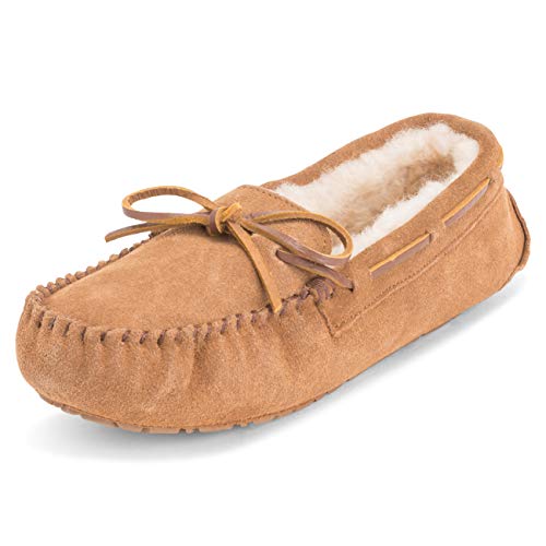 Polar Damen Mokassins Real Wildleder Australian Sheepskin Pelz Halbschuhe Hausschuhe - Tan - TAN38 AYC0225 von Polar