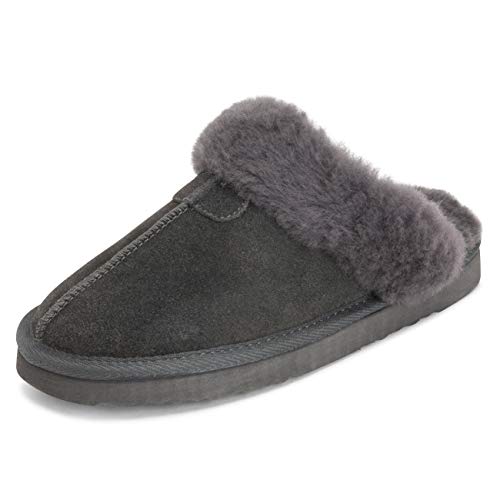 Damen Real Wildleder Australian Sheepskin Winter Pelz Gefüttert Warm Mules - Grau - GRE41 AYC0216 von Polar