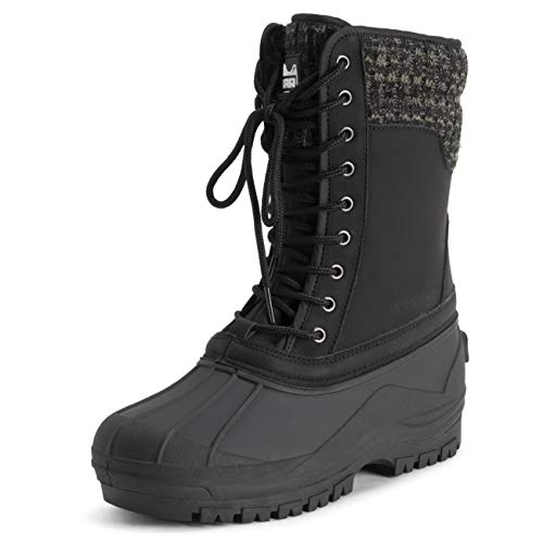 Polar Damen Cuff Schnüren Wasserdicht Winter Dauerhaft Gummisohle Mitte Der Wade Nubuk Dreck Schnee Regen Stiefels - Schwarz Nubuk - UK3/EU36 - YC0690 von Polar