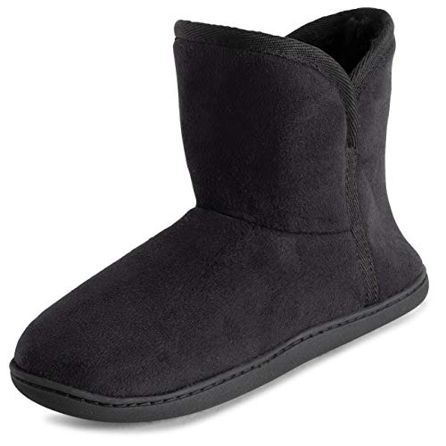 Polar Damen Gedächtnisschaum Innen Kunstfell Vlies Stiefelie Gummisohle Komfort Draussen Gummisohle Dauerhaft Hausschuhe - Schwarz Wildleder - UK7/EU40 - YC0756 von Polar