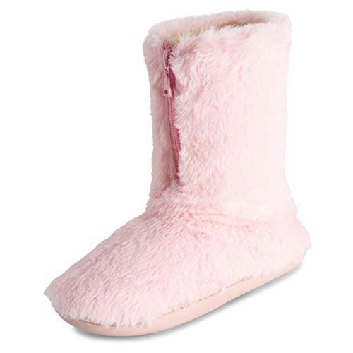 Polar Damen Gedächtnisschaum Reißverschlussper Kunstfell überzogene Gummisohle Innen Draussen Cosy Luxury Stiefel Hausschuhe - Rosa - UK6/EU39 - YC0722 von Polar