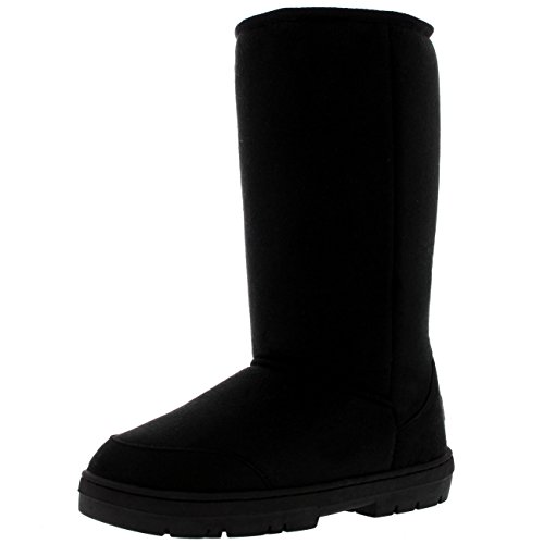 Polar Damen Große Pull On wasserdichte Winter-Schneestiefel aus Kunstpelz - Schwarz - 36 von Polar