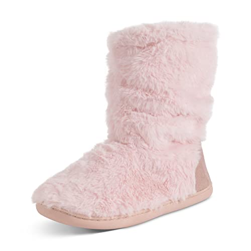 Polar Damen Hausschuhe Stiefel mit Sherpa-Futter – Memory Foam Indoor Bootie Slipper mit rutschfester Gummisohle – weiche, warme und flauschige Hausschuhe – Stiefelette Slipper, rosa Fell, 36 EU von Polar