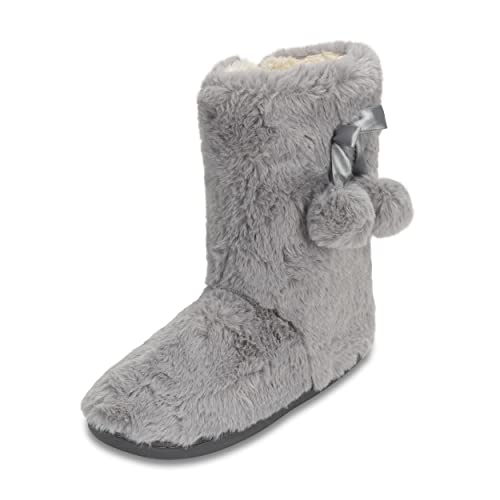 Polar Damen-Hausschuhe aus Kunstfell – Memory-Schaum für den Innenbereich mit rutschfester Gummisohle – weicher und flauschiger Hausschuh mit niedlichen Pompons – Stiefeletten, hellgrau, 39 EU Polar Damen-Hausschuhe aus Kunstfell – Memory-Schaum für den Innenbereich mit rutschfester Gummisohle – weicher und flauschiger Hausschuh mit niedlichen Pompons – Stiefeletten, hellgrau, 39 EU von Polar