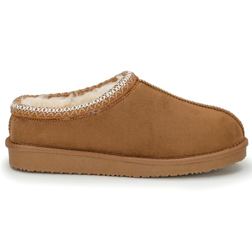 Polar Damen-Hausschuhe aus Velourslederimitat, flexibel, wasserdicht, rutschfeste Gummisohle mit Memory-Schaum, flauschiges Azteken-Kunstfell gefüttert, Damen-Wanderschuhe für drinnen und draußen, von Polar