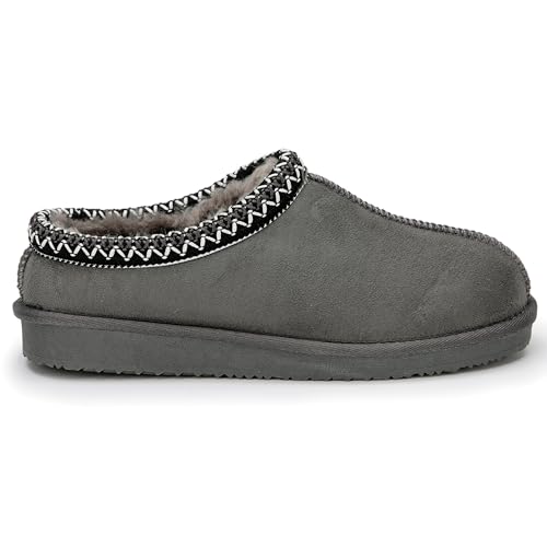 Polar Damen-Hausschuhe aus Velourslederimitat, flexibel, wasserdicht, rutschfeste Gummisohle mit Memory-Schaum, flauschiges Azteken-Kunstfell gefüttert, Damen-Wanderschuhe für drinnen und draußen, von Polar