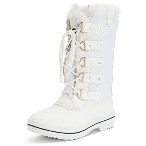 Polar Damen Schneestiefel, gesteppt, hoch, wasserdicht, warm, Regenstiefel, Winterstiefel, Weiß - weiß - Größe: 36 EU von Polar