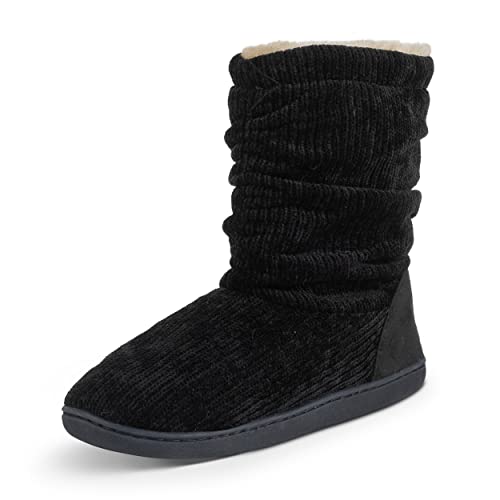 Polar Damen Stiefel Mit Sherpa-Futter - Memory Foam Indoor Bootie Hausschuhe Mit Rutschfester Gummisohle - Weiche, Warme Und Flauschige Stiefeletten - Schwarz, 42 EU von Polar