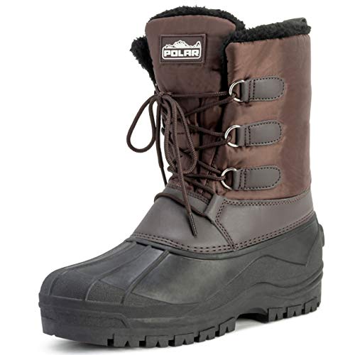 Polar Herren Dreck Schnüren Short Nylon Winter Schnee Regen Schnüren Lässig Ente Stiefel - Braun - BRO47 AYC0142 von Polar