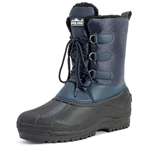 Polar Herren Dreck Schnüren Short Nylon Winter Schnee Regen Schnüren Lässig Ente Stiefel - Marine - NAV46 AYC0143 von Polar