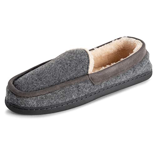 Polar Herren Gedächtnisschaum Duel Size Mokassin Loafer Draussen Dauerhaft Gummisohle Cozy Kunstpelz Plüsch Haus Hausschuhe - Dark Grau Felt - UK10-11/EU44-45 - EA0630 von Polar