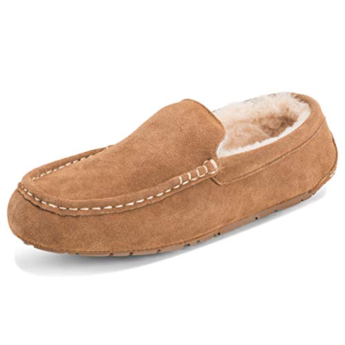 Polar Herren Mokassins Australian Wildleder Sheepskin Haus Pelz Halbschuhe Schuhs Hausschuhe - Tan - TAN41 AYC0253 von Polar