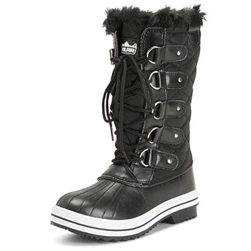 Polar Womens Snow Boot Nylon Tall Winter Snow Waterproof Warm Rain Boot - Schwarz/Schwarz - 36 - ZZCD0025 von Polar