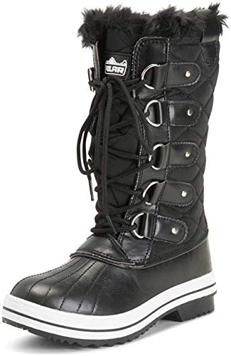 Polar Damen Schneestiefel, gesteppt, hoch, wasserdicht, warm, Regenstiefel, Winterstiefel, Schwarz - Schwarz - Größe: 41 EU von Polar