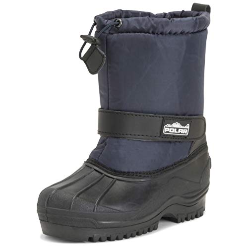 Unisex Kinder Pull On Drawstring Schliessen Nylon Winter Schnee Regen Pelz Stiefel - Marine - NAV35 AYC0159 von Polar