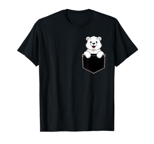 Lustiger Eisbär in Tasche Tier Niedlich Damen Herren T-Shirt Lustiger Eisbär in Tasche Tier Niedlich Damen Herren T-Shirt von PolarBearsBests