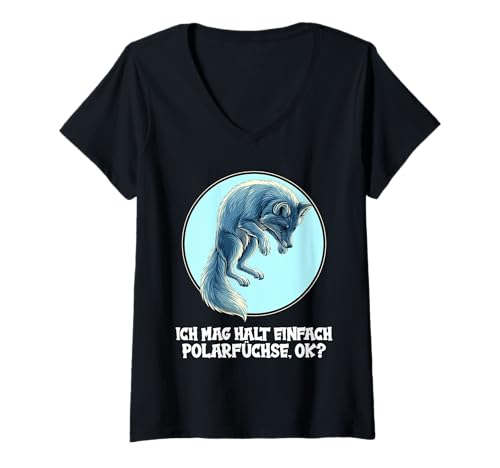 Damen Polarfüchse Polarfuchs T-Shirt mit V-Ausschnitt von Polarfüchse Polarfuchs Tier Shop