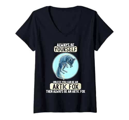 Damen Polarfüchse Polarfuchs T-Shirt mit V-Ausschnitt von Polarfüchse Polarfuchs Tier Shop