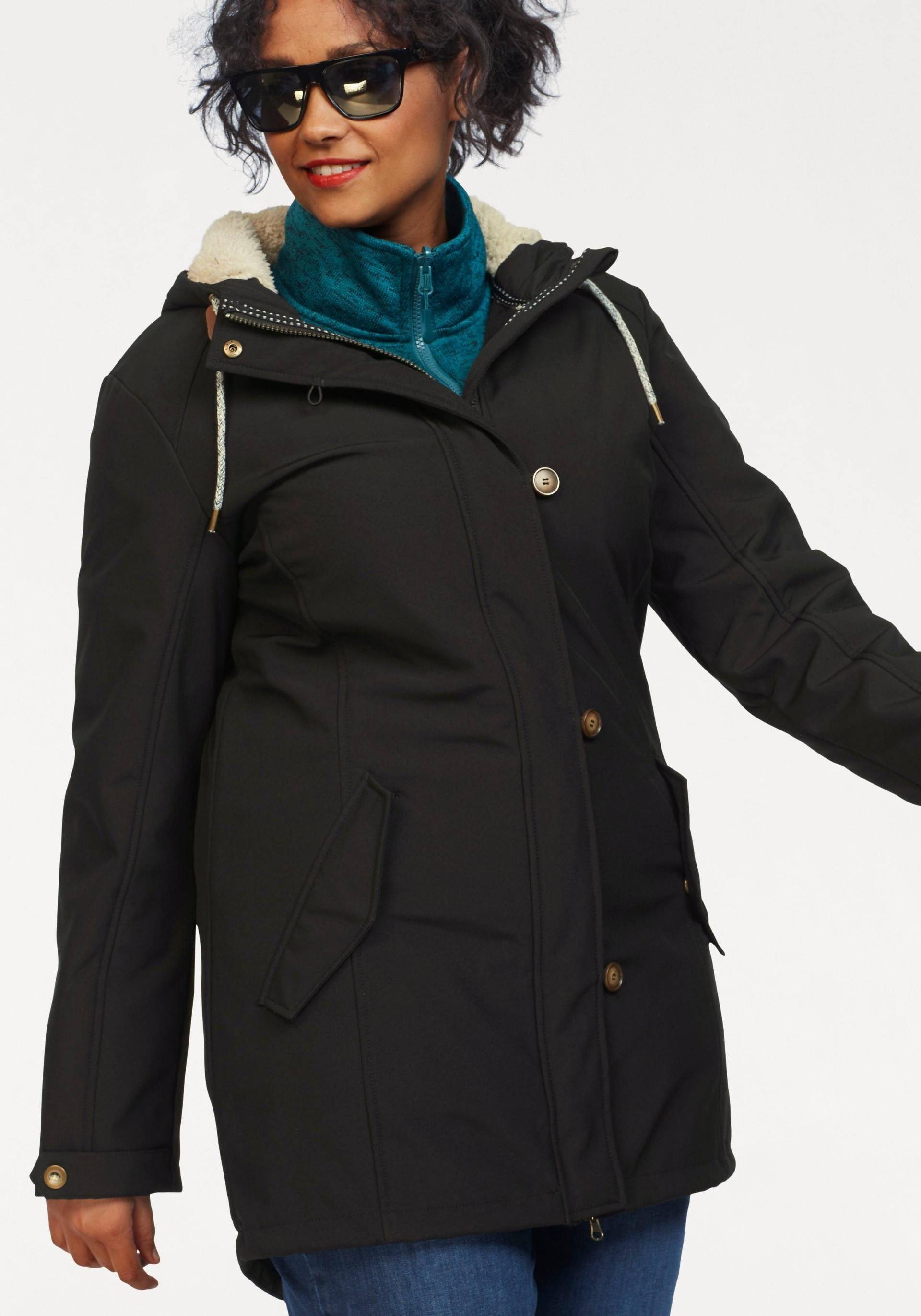 Große Größen: Softshellparka, schwarz, Gr.44-58 von Polarino