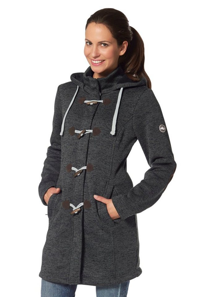 Polarino Strickfleecejacke mit Ellbogenpatches und Knebelknöpfen von Polarino