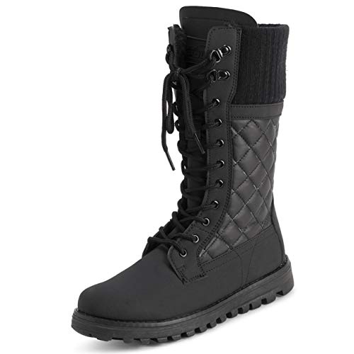 Polar Damen Kunstpelz Warm Thermal Wasserdicht Draussen Gehen Schnee Winter Gummisohle Wadenstiefel - Schwarz Cardy Mono - UK8/EU41 - YC0608 von Polar