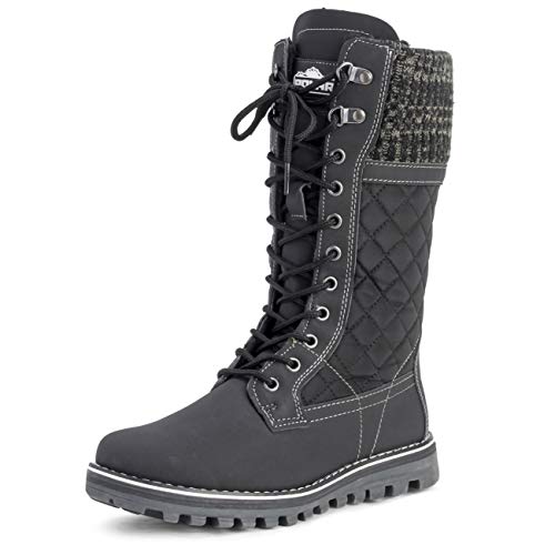 Polar Damen Schnee Dauerhaft Draussen Thermal Winter Warm Wasserdicht Mitte Wade Stiefel - Schwarz - UK5/EU38 - YC0376 von Polar