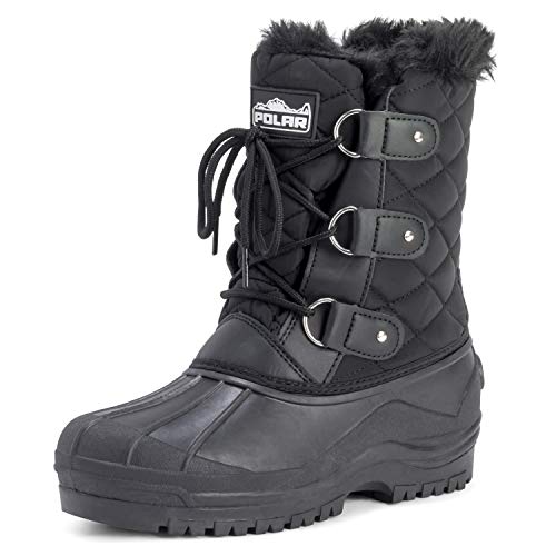 Polar Damen Short Schnee Winter Taktisch Berg Wasserdicht Hiker Mitte Wade Gehen Stiefel - Schwarz - UK6/EU39 - YC0363 von Polarr