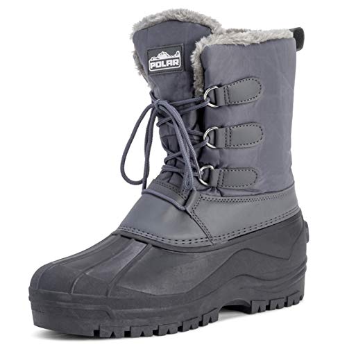 Polar Herren Muck Schnüren Short Nylon Winter Schnee Regen Schnüren Wasserdicht Ente Stiefel - Grau - UK7/EU41 - YC0338 von Polar