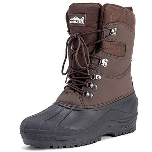 Polar Herren Tall Nylon Mit Overlay-Netz Ente Wasserdicht Sole Schnüren Winter Schnee Stiefel - Braun - UK10/EU44 - YC0446 von Polar