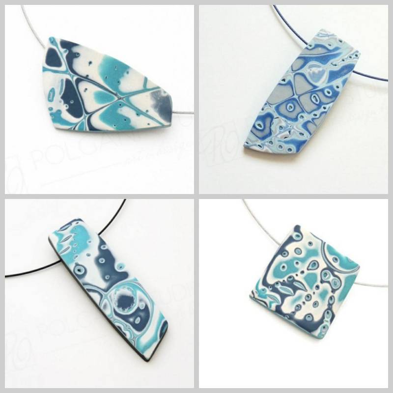 Blau Anhänger Halskette Handgemacht, Abstrakte Kunst Schmuck, Farbige Träume von PolganiStudio