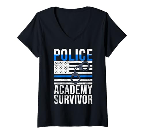 Damen Police Academy Survivor Police T-Shirt mit V-Ausschnitt Damen Police Academy Survivor Police T-Shirt mit V-Ausschnitt von Police Academy Graduation Gifts