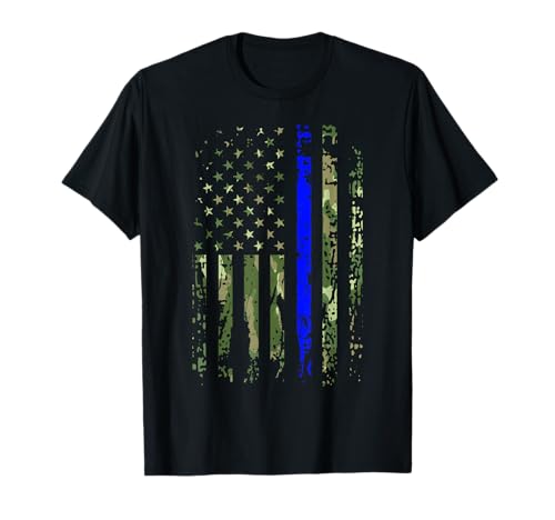 Polizei Shirt Camouflage Thin Blue Line USA Polizist T-Shirt Polizei Shirt Camouflage Thin Blue Line USA Polizist T-Shirt von Police Blue Line Clothing & More