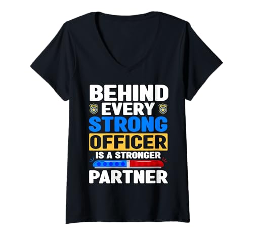 Damen Hinter jedem starken Polizisten steckt EIN stärkerer Partner T-Shirt mit V-Ausschnitt Damen Hinter jedem starken Polizisten steckt EIN stärkerer Partner T-Shirt mit V-Ausschnitt von Police Officer Cop Designs