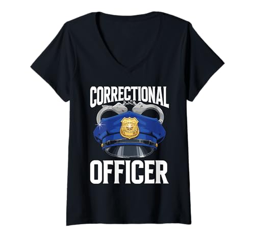 Damen Korrekturbeamter Polizist Polizei Woche Pride T-Shirt mit V-Ausschnitt von Police Officer Correctional Officer Duty
