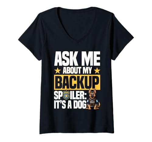 Damen Deutscher Schäferhund Polizist T-Shirt mit V-Ausschnitt Damen Deutscher Schäferhund Polizist T-Shirt mit V-Ausschnitt von Police Officer German Shepherd Design