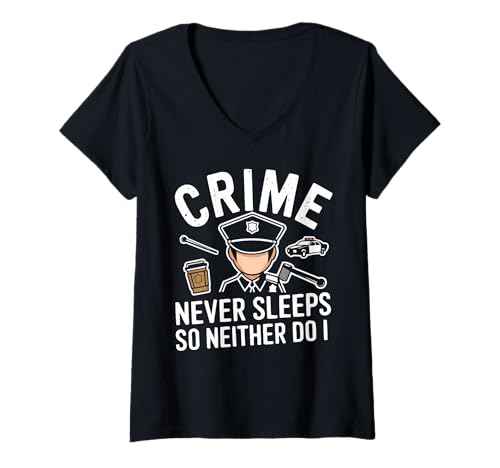 Damen Lustiger Polizist Polizist Polizist Strafverfolgung Cop T-Shirt mit V-Ausschnitt von Police Officer Law Enforcement Policeman